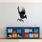 Black eagle catching a snake decal with outstretched wings and raised claws