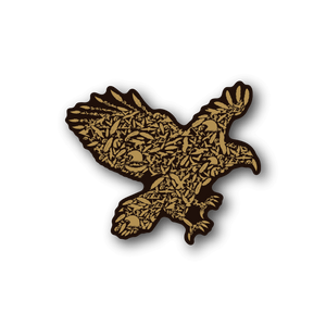 Eagle feather collage vinyl sticker with brown-gold eagle wings and talons