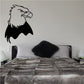 Eagle looking decal, black and white line art of a bald eagle head