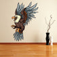 Eagle open wings sticker, detailed dark brown and blue feather design.