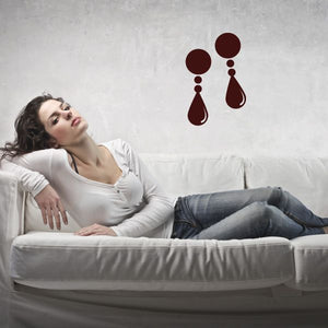 Earrings decal with two maroon dangling drop earring shapes