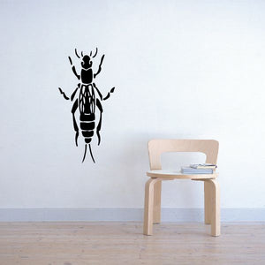 Black earwig wall decal with antennae and segmented body