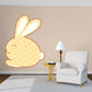 Easter bunny wall sticker, yellow with white dot pattern and orange outline