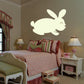 Easter bunny jumping sticker, white rabbit decal with open eye and lifted paws