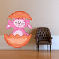 Easter bunny hatching egg sticker with pink rabbit and orange egg