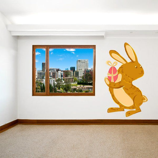 Image of Easter Bunny Holding Egg Sticker