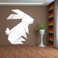 White origami bunny sticker with folded paper-like facets