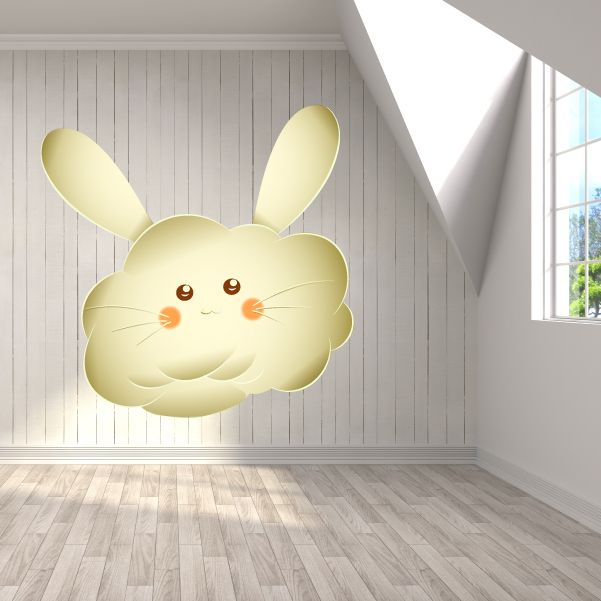 Image of Easter Bunny Puffy Cloud Sticker