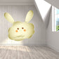 Light yellow puffy cloud bunny sticker with big ears and smiling face, whimsical decor