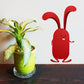 Red standing Easter bunny sticker with long ears and small face