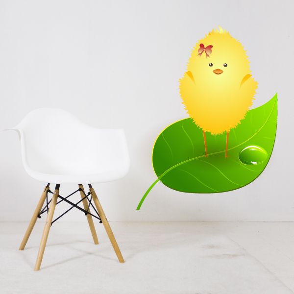 Image of Easter Chick on Leaf Sticker