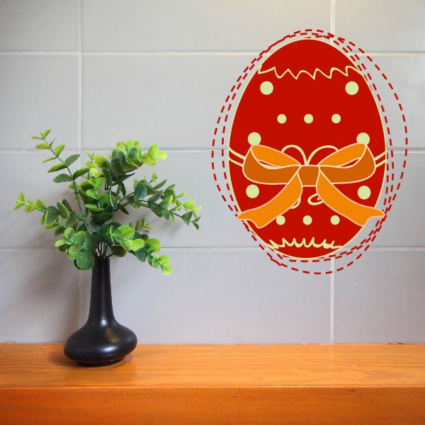 Image of Easter Egg Dotted Ribbon Printed Die Cut Decal