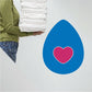 Easter egg heart sticker: blue teardrop with pink heart centered
