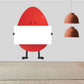 Easter egg character sticker holding white rectangular sign