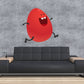 Red Easter egg running sticker with smiling cartoon face, arms, and legs