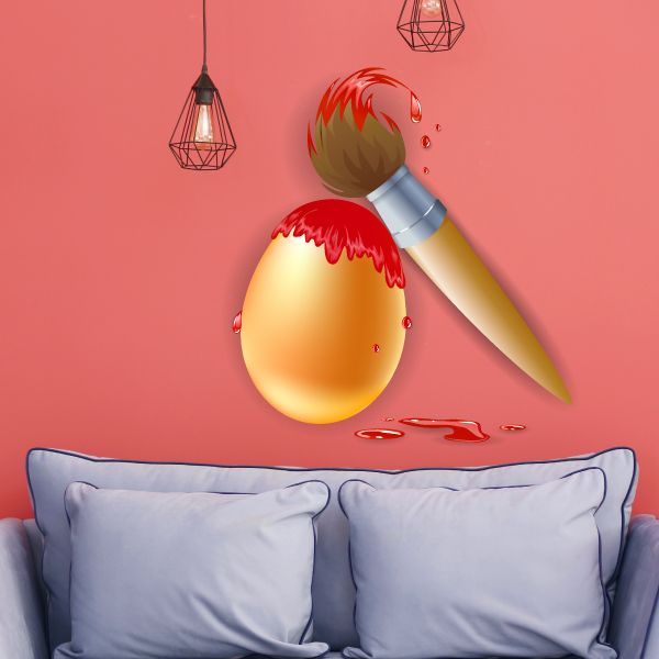 Image of Easter Egg with Paint Brush Printed Die Cut Decal