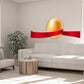 Easter egg wrapped ribbon sticker with glossy golden egg and red ribbon