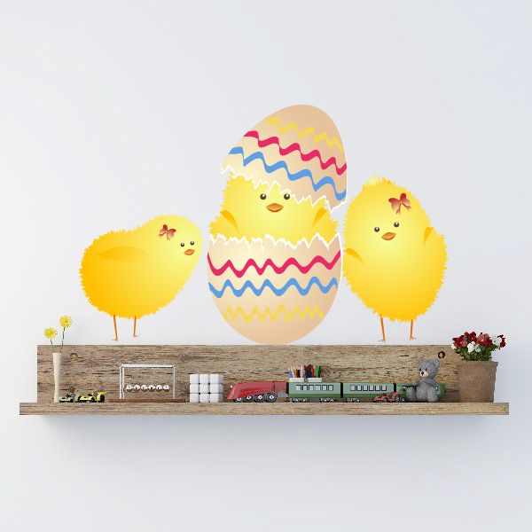 Image of Easter Eggs Chicks Hatching Printed Die Cut Decal