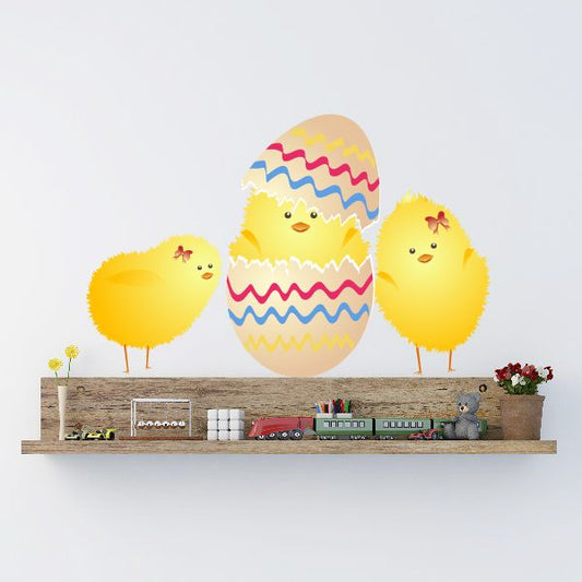 Image of Easter Eggs Chicks Hatching Printed Die Cut Decal