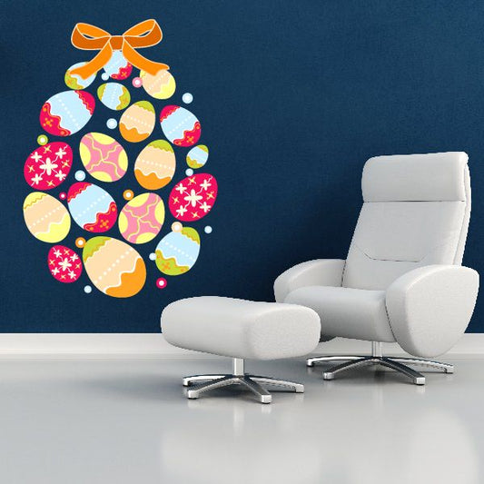 Image of Easter Eggs Cluster Bow Printed Die Cut Decal