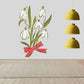 Easter flowers printed die cut decal with white blooms, green leaves, and red bow