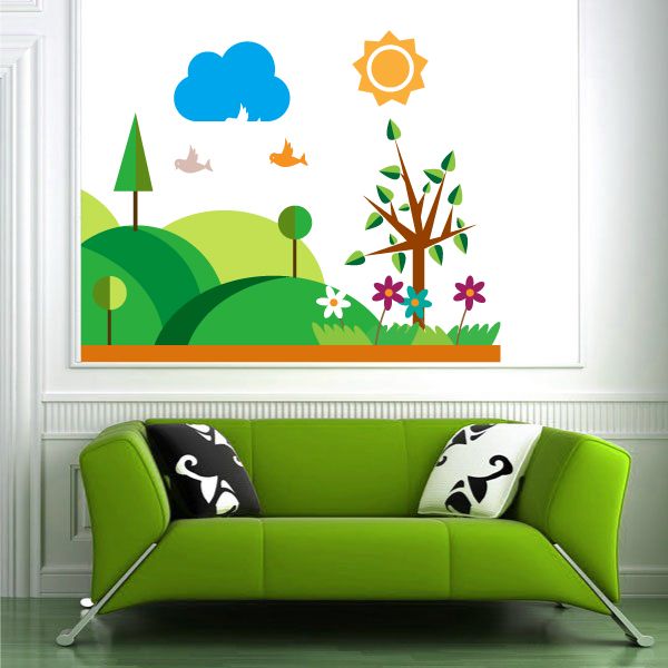 Image of Easter Spring Scenery Printed Die Cut Decal