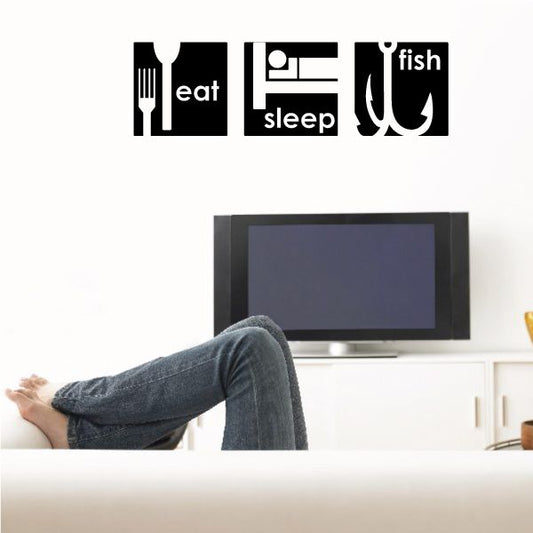 Image of Eat Sleep Fish Wall Decal - Vinyl Decal - Car Decal - Vd012