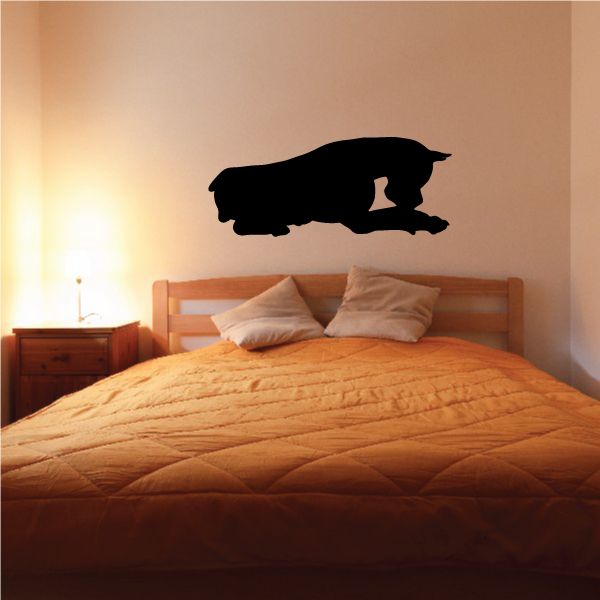 Black boxer dog eating decal silhouette