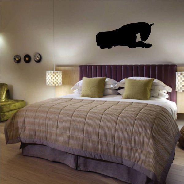 Bull terrier dog silhouette wall decal, black