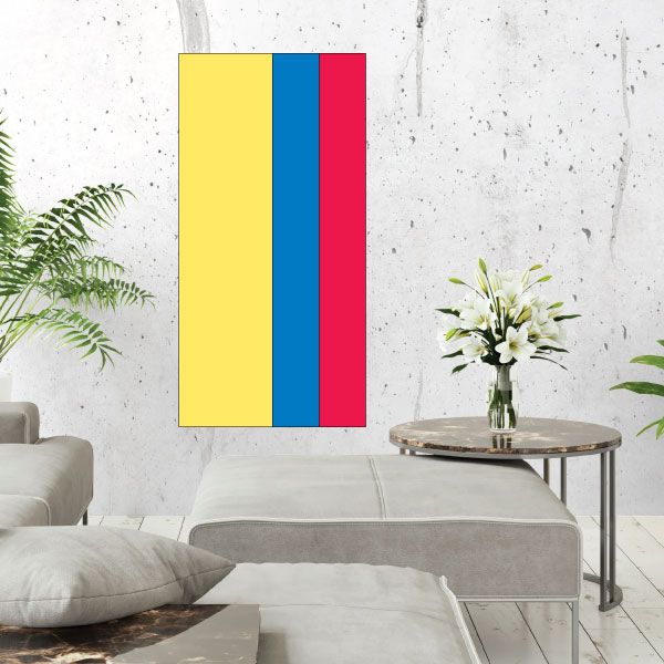 Ecuador flag sticker, rectangular with vertical yellow, blue, and red stripes