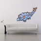 Blue Edmontonia dinosaur sticker, cartoon style with orange horns and spots