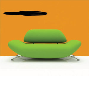 Black eel silhouette decal on wall, curved elongated shape