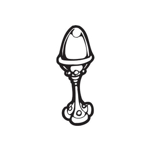 Egg in a cup decal, black outlined cartoon cup holding an egg