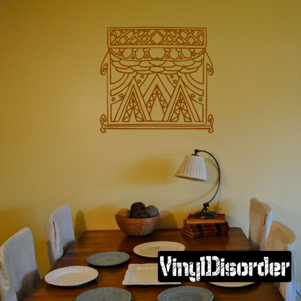 Egyptian-style art wall decal, golden line rectangular geometric pattern