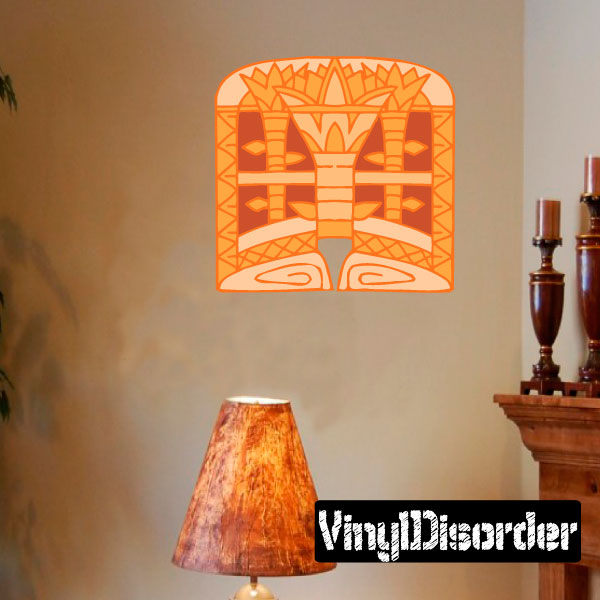 Egyptian-style wall sticker with orange arched temple scene and symmetrical columns