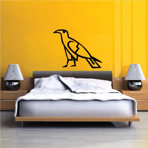 Egyptian bird wall decal, black outlined bird silhouette on light surface
