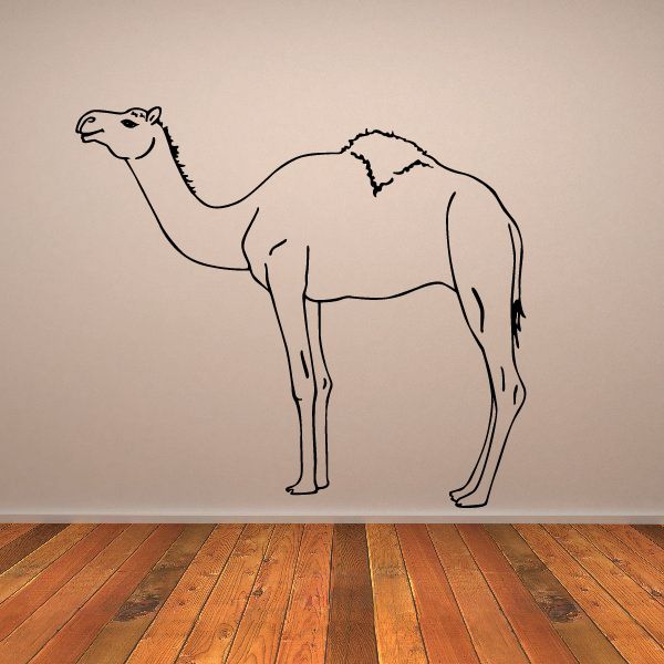 Egyptian camel wall decal with black line art silhouette