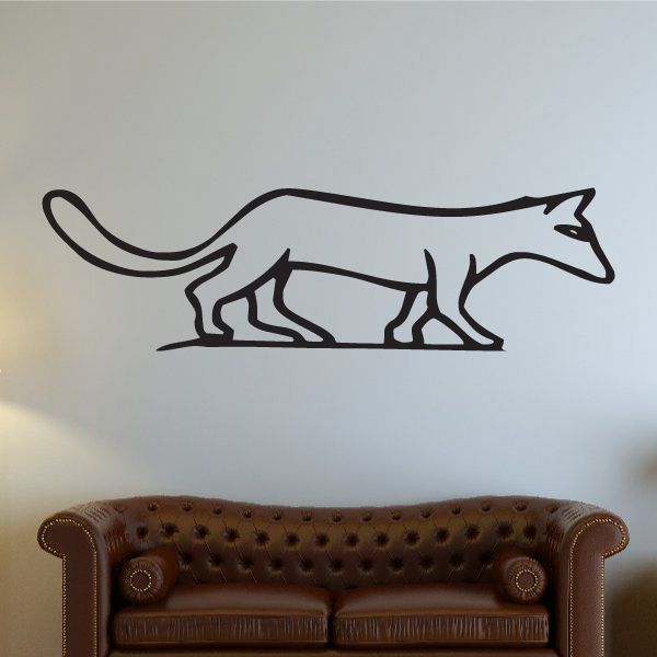 Egyptian cat symbol decal, black outline cat with Egyptian-style markings