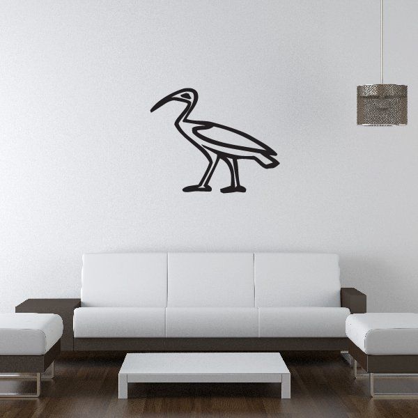 Egyptian crane symbol decal, black crane outline on light background