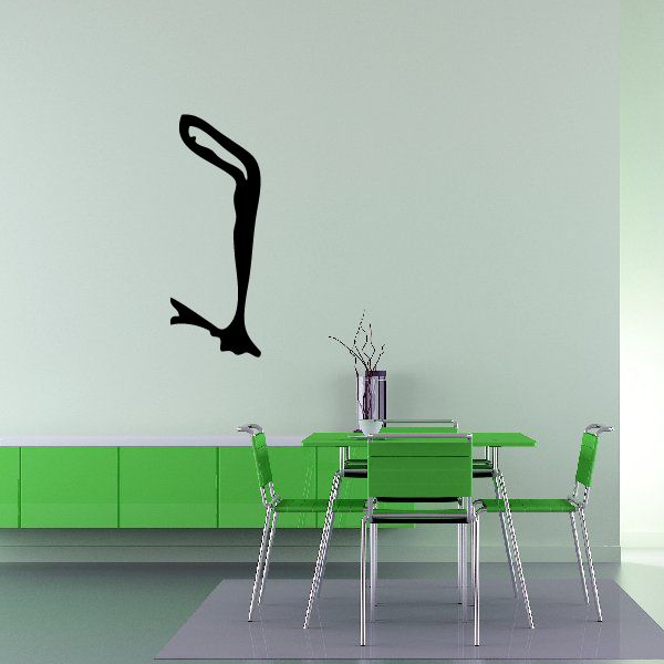 Black bent arm wall decal with Egyptian hieroglyphic details