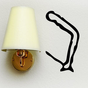 Egyptian hieroglyphic bent arm open decal, black outline symbol
