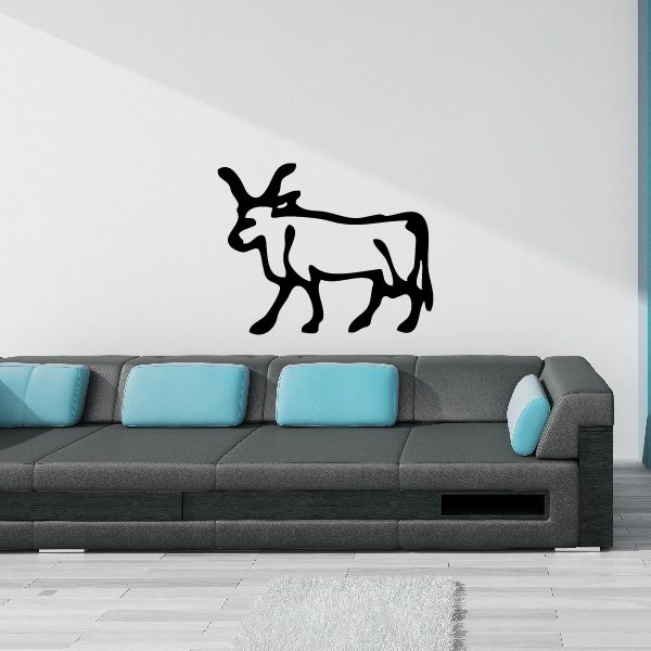 Egyptian hieroglyphics bull wall decal, black silhouette symbol