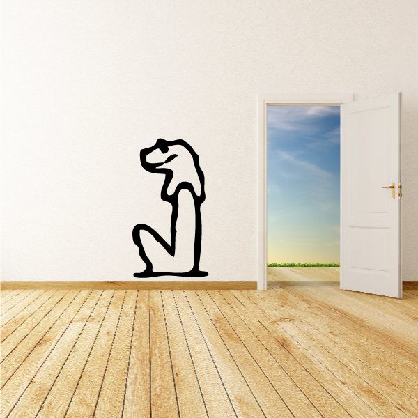 Crocodile hieroglyph figure wall decal, black