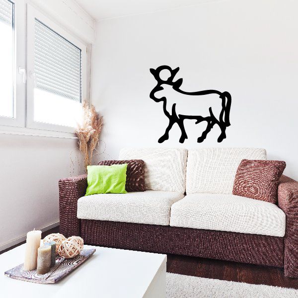 Black bull silhouette wall decal