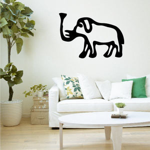 Egyptian hieroglyphics elephant trunk wall decal, black elephant silhouette
