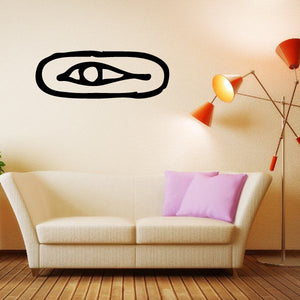 Oval Egyptian eye decal with black outline and inner eye motif