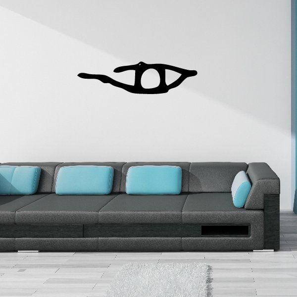 Egyptian eye looking down decal, black silhouette with centered white details.
