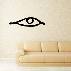 Egyptian eye looking right decal, black stylized eye with circular pupil