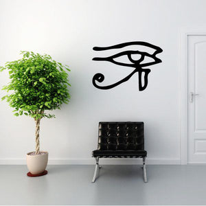 Eye of Horus decal with hieroglyph design, black, looking right