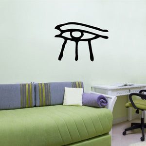 Egyptian eye hieroglyphics decal, black stylized eye with three lines